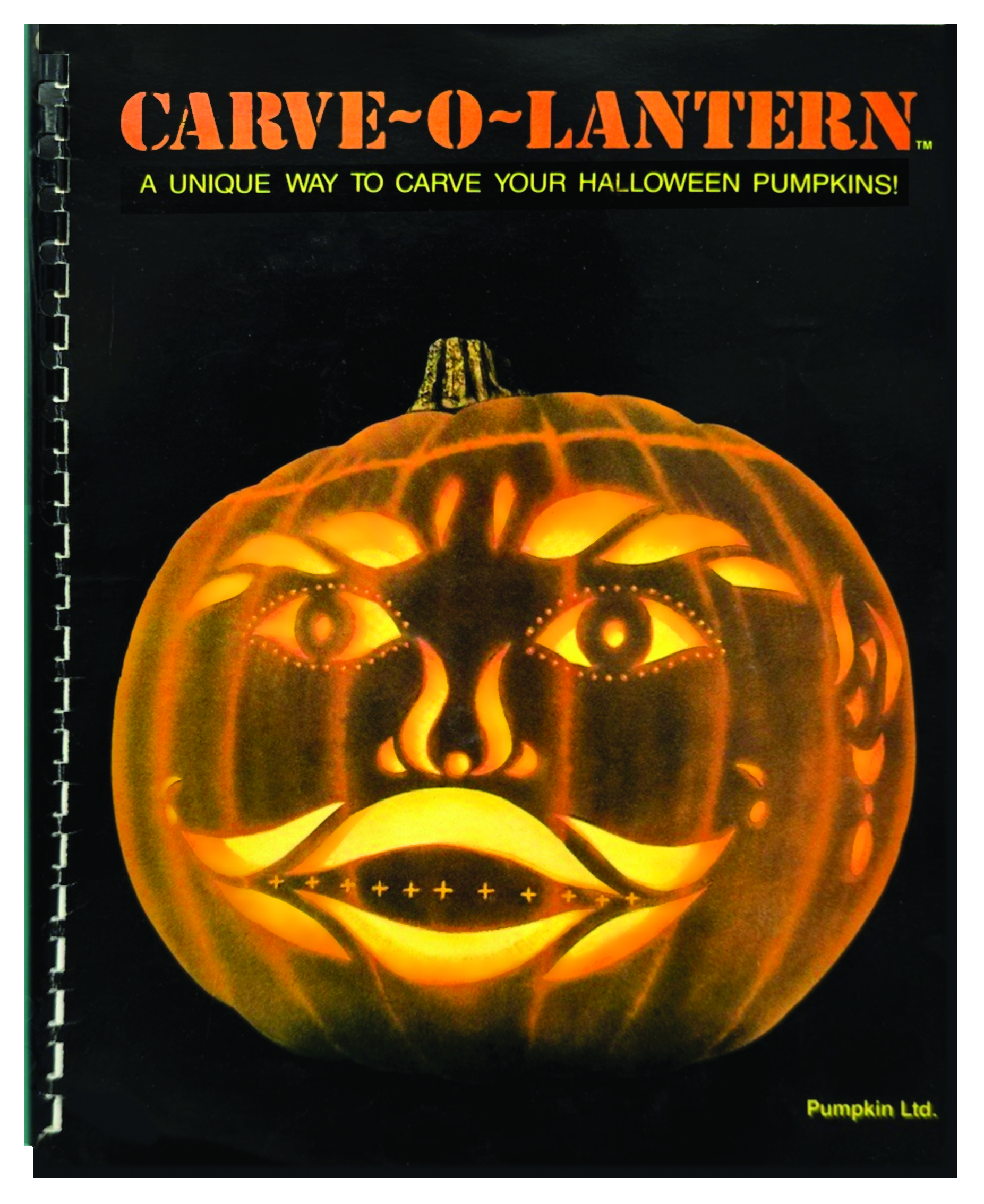 The original 1986 Carve-O-Lantern pumpkin carving kit cover, featuring a carved jack-o'-lantern